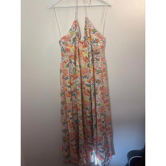 Old Navy Fit & Flare Floral Crinkled Halter Maxi Dress Size XXL - Picture 2 of 8